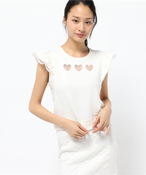 WEGO（ウィゴー）の「WEGO/フリルスリーブハートスウェット（スウェット・レディース・杢グレー/ライトパープル/オフホワイト・FREE）」の11枚目の写真