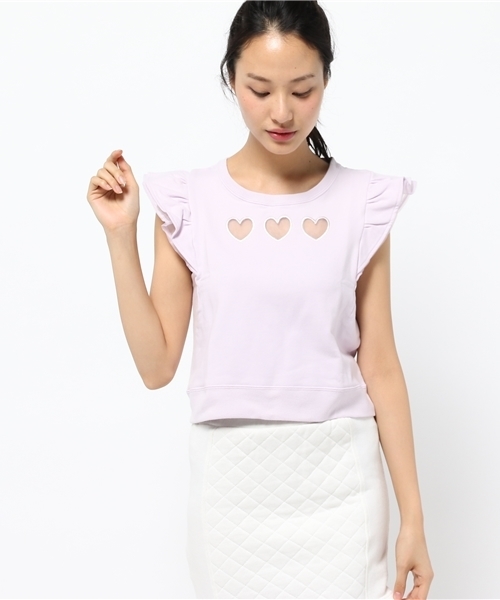 WEGO（ウィゴー）の「WEGO/フリルスリーブハートスウェット（スウェット・レディース・杢グレー/ライトパープル/オフホワイト・FREE）」の12枚目の写真