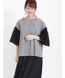 Samansa Mos2 | 袖立体刺繍レース前後2WAYブラウス(シャツ/ブラウス)