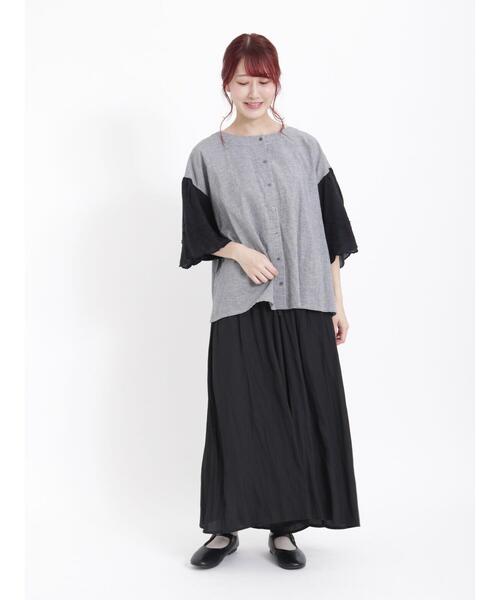 Samansa Mos2（サマンサ モスモス）の「袖立体刺繍レース前後2WAYブラウス（シャツ/ブラウス・レディース・オフホワイト/パープル/オレンジ/チャコールグレー/グリーン/イエロー・F）」の10枚目の写真