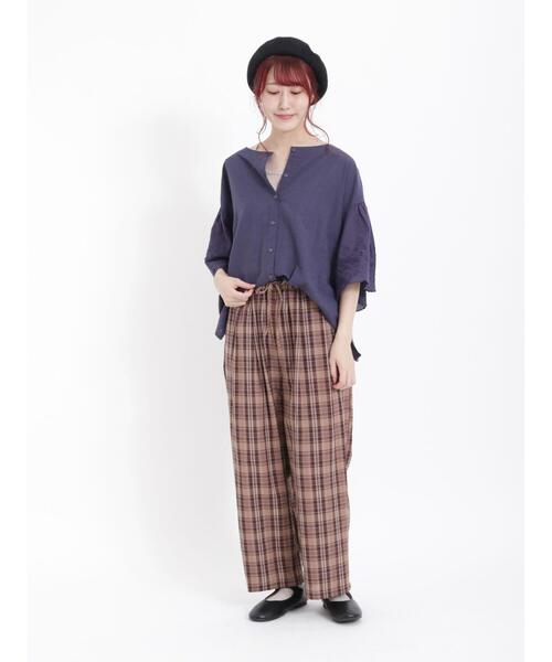 Samansa Mos2（サマンサ モスモス）の「袖立体刺繍レース前後2WAYブラウス（シャツ/ブラウス・レディース・オフホワイト/パープル/オレンジ/チャコールグレー/グリーン/イエロー・F）」の13枚目の写真