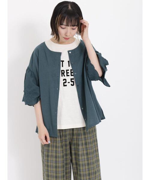 Samansa Mos2（サマンサ モスモス）の「袖立体刺繍レース前後2WAYブラウス（シャツ/ブラウス・レディース・オフホワイト/パープル/オレンジ/チャコールグレー/グリーン/イエロー・F）」の16枚目の写真