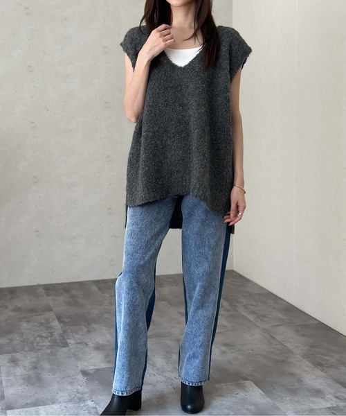 Per sist ence（パーシエンス）の「ウールMIXシャギーVネックベスト（ベスト・レディース・チャコールグレー/ライトグレー/モカ/ブラック・FREE）」の12枚目の写真