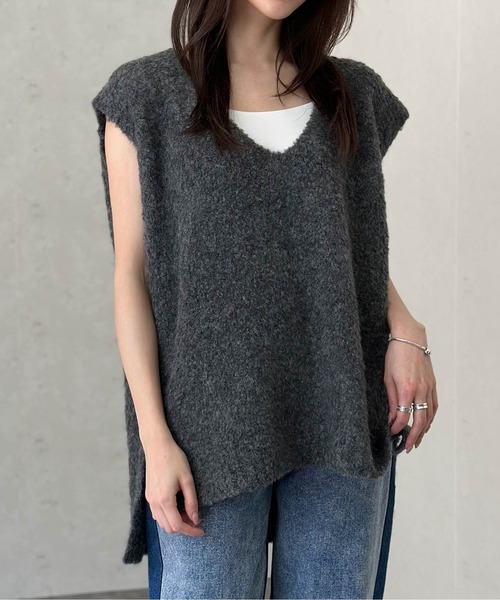 Per sist ence（パーシエンス）の「ウールMIXシャギーVネックベスト（ベスト・レディース・チャコールグレー/ライトグレー/モカ/ブラック・FREE）」の14枚目の写真