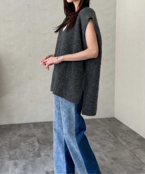 Per sist ence（パーシエンス）の「ウールMIXシャギーVネックベスト（ベスト・レディース・チャコールグレー/ライトグレー/モカ/ブラック・FREE）」の15枚目の写真