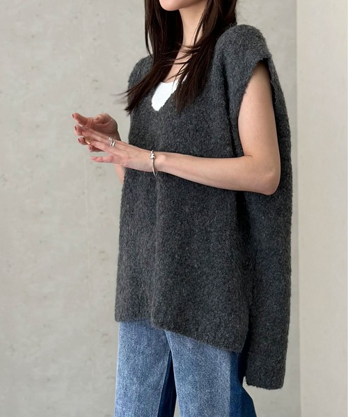 Per sist ence（パーシエンス）の「ウールMIXシャギーVネックベスト（ベスト・レディース・チャコールグレー/ライトグレー/モカ/ブラック・FREE）」の16枚目の写真