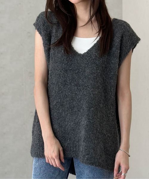 Per sist ence（パーシエンス）の「ウールMIXシャギーVネックベスト（ベスト・レディース・チャコールグレー/ライトグレー/モカ/ブラック・FREE）」の17枚目の写真