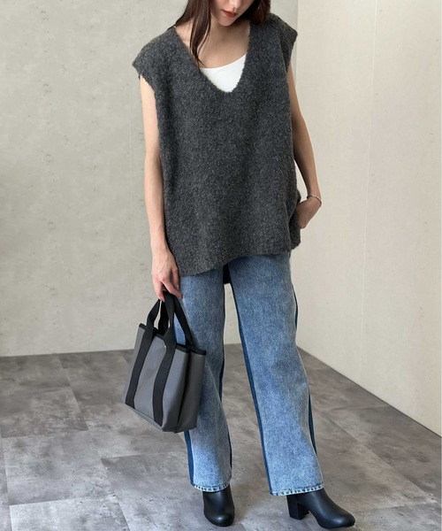 Per sist ence（パーシエンス）の「ウールMIXシャギーVネックベスト（ベスト・レディース・チャコールグレー/ライトグレー/モカ/ブラック・FREE）」の19枚目の写真