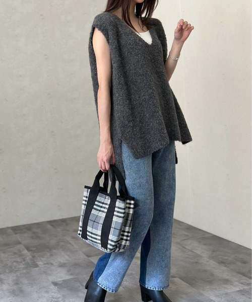 Per sist ence（パーシエンス）の「ウールMIXシャギーVネックベスト（ベスト・レディース・チャコールグレー/ライトグレー/モカ/ブラック・FREE）」の20枚目の写真