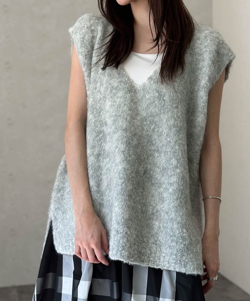 Per sist ence（パーシエンス）の「ウールMIXシャギーVネックベスト（ベスト・レディース・チャコールグレー/ライトグレー/モカ/ブラック・FREE）」の21枚目の写真