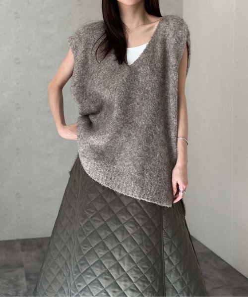 Per sist ence（パーシエンス）の「ウールMIXシャギーVネックベスト（ベスト・レディース・チャコールグレー/ライトグレー/モカ/ブラック・FREE）」の6枚目の写真