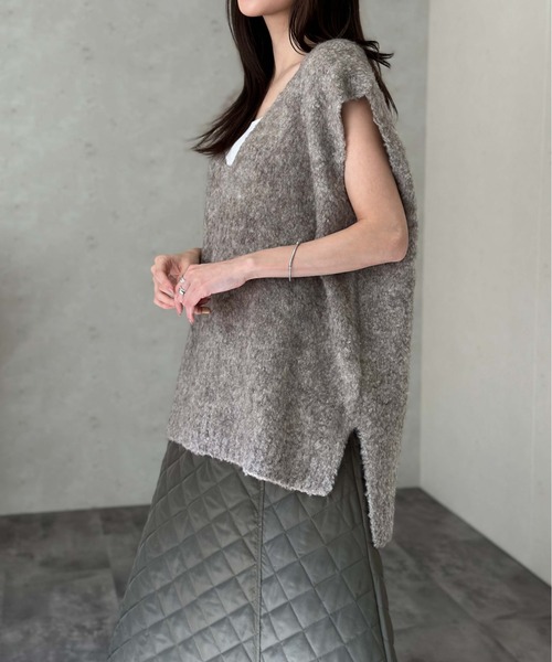 Per sist ence（パーシエンス）の「ウールMIXシャギーVネックベスト（ベスト・レディース・チャコールグレー/ライトグレー/モカ/ブラック・FREE）」の8枚目の写真
