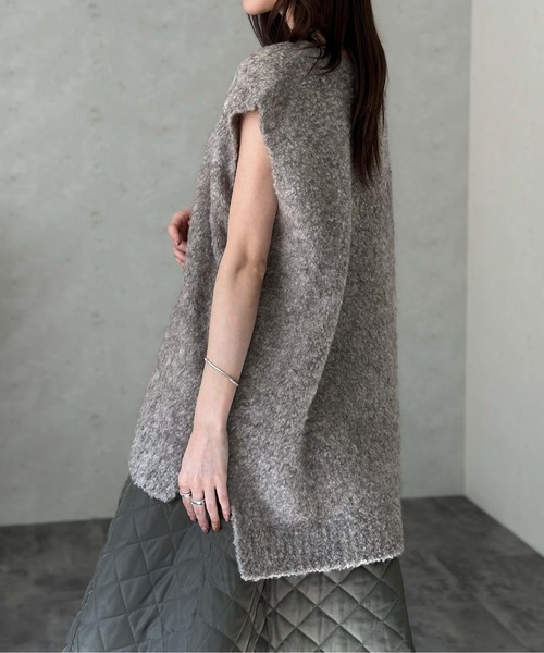 Per sist ence（パーシエンス）の「ウールMIXシャギーVネックベスト（ベスト・レディース・チャコールグレー/ライトグレー/モカ/ブラック・FREE）」の9枚目の写真