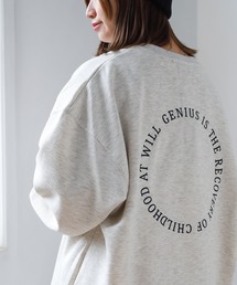 【0】ハートモチーフ刺繍 袖ライン サークルロゴ ラフスウェット/ストリートデザイン/ビッグシルエット/ 大人こなれ感/ ユニセックス/ 裏起毛/ 24AW