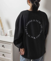 【0】ハートモチーフ刺繍 袖ライン サークルロゴ ラフスウェット/ストリートデザイン/ビッグシルエット/ 大人こなれ感/ ユニセックス/ 裏起毛/ 24AW