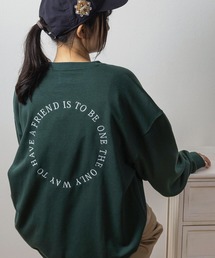 【0】ハートモチーフ刺繍 袖ライン サークルロゴ ラフスウェット/ストリートデザイン/ビッグシルエット/ 大人こなれ感/ ユニセックス/ 裏起毛/ 24AW