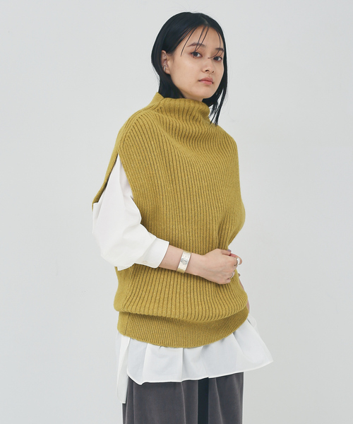 collex(コレックス)の「【手洗い可能】前後2WAYニットベスト(ニット/セーター・レディース・ブラック/イエロー/アイボリー・フリー)」の3枚目の写真