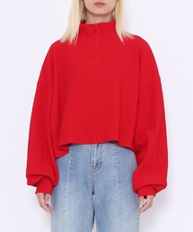 PUNYUS | ハーフZIPクロップドトップ(スウェット)