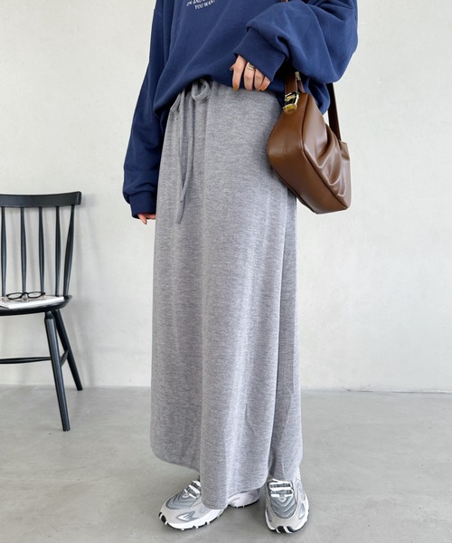 un+frame（アンフレーム）の「narrow knit long skirt／ ウエスト紐ナローリブニットロングスカート（スカート・レディース・グレー/ベージュ/ブラック・FREE）」の18枚目の写真
