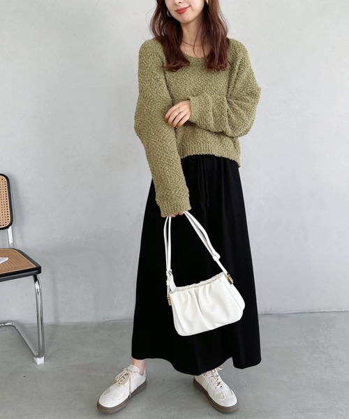 un+frame（アンフレーム）の「narrow knit long skirt／ ウエスト紐ナローリブニットロングスカート（スカート・レディース・グレー/ベージュ/ブラック・FREE）」の13枚目の写真