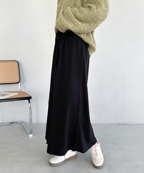 un+frame（アンフレーム）の「narrow knit long skirt／ ウエスト紐ナローリブニットロングスカート（スカート・レディース・グレー/ベージュ/ブラック・FREE）」の8枚目の写真