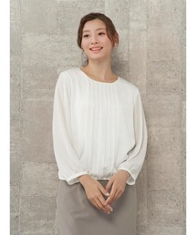 Perfect Suit FActory | 後ろバルーン シャドーストライプ ブラウス ホワイト/ベージュ(Tシャツ/カットソー)