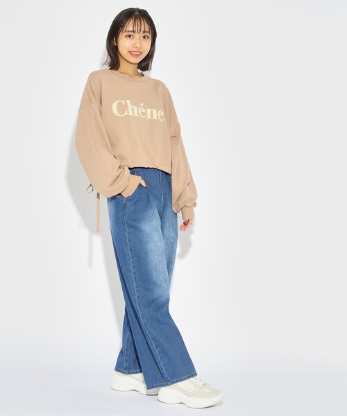 PINK-latte（ピンクラテ）の「◇リボンドロストサガラロゴ短丈裏毛