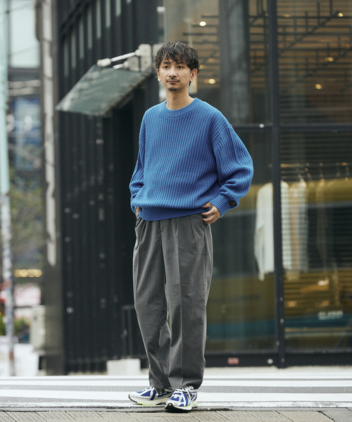 JOURNAL STANDARD relume（ジャーナルスタンダード　レリューム）の「IBERICO MERINO WOOL メッシュクルーネックニット（ニット/セーター・メンズ・バーガンディー/ブルー/ブラック/グリーン・LARGE/MEDIUM）」の5枚目の写真