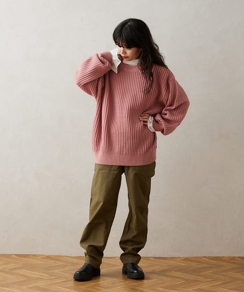 JOURNAL STANDARD relume（ジャーナルスタンダード　レリューム）の「IBERICO MERINO WOOL メッシュクルーネックニット（ニット/セーター・メンズ・バーガンディー/ブルー/ブラック/グリーン・LARGE/MEDIUM）」の6枚目の写真