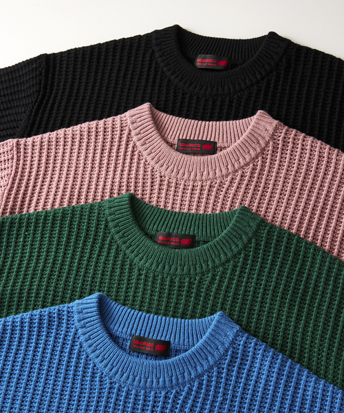 JOURNAL STANDARD relume（ジャーナルスタンダード　レリューム）の「IBERICO MERINO WOOL メッシュクルーネックニット（ニット/セーター・メンズ・バーガンディー/ブルー/ブラック/グリーン・LARGE/MEDIUM）」の7枚目の写真