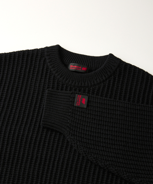 JOURNAL STANDARD relume（ジャーナルスタンダード　レリューム）の「IBERICO MERINO WOOL メッシュクルーネックニット（ニット/セーター・メンズ・バーガンディー/ブルー/ブラック/グリーン・LARGE/MEDIUM）」の9枚目の写真