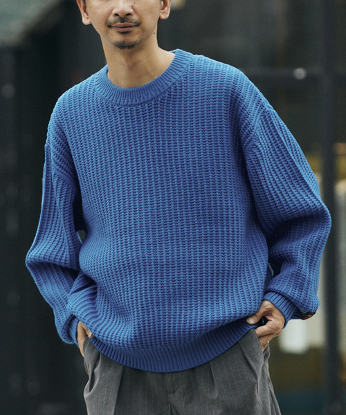 JOURNAL STANDARD relume（ジャーナルスタンダード　レリューム）の「IBERICO MERINO WOOL メッシュクルーネックニット（ニット/セーター・メンズ・バーガンディー/ブルー/ブラック/グリーン・LARGE/MEDIUM）」の14枚目の写真