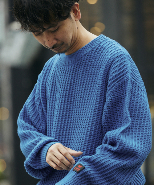 JOURNAL STANDARD relume（ジャーナルスタンダード　レリューム）の「IBERICO MERINO WOOL メッシュクルーネックニット（ニット/セーター・メンズ・バーガンディー/ブルー/ブラック/グリーン・LARGE/MEDIUM）」の16枚目の写真