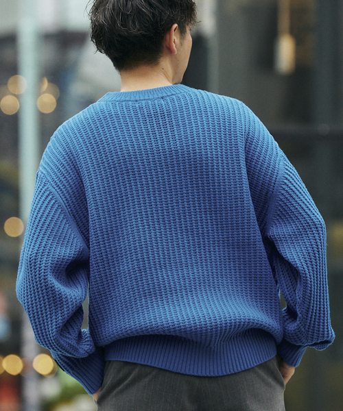 JOURNAL STANDARD relume（ジャーナルスタンダード　レリューム）の「IBERICO MERINO WOOL メッシュクルーネックニット（ニット/セーター・メンズ・バーガンディー/ブルー/ブラック/グリーン・LARGE/MEDIUM）」の18枚目の写真