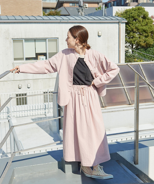 PAR ICI（パーリッシィ）の「シボコットン 切り替えスカート (セットアップ対応)（スカート・レディース・その他/チャコールグレー/ピンク・FREE）」の13枚目の写真