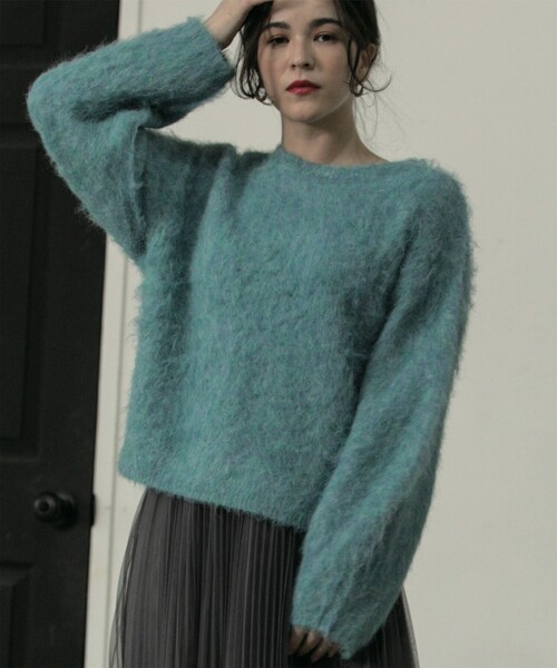 OPAQUE.CLIP（オペークドットクリップ）の「◆ふわふわ起毛シャギーニット【洗濯機洗い可】（ニット/セーター・レディース・ライトブルー/グレー/ライトベージュ・38/40/42）」の8枚目の写真