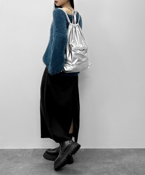 LVEU.(ラブユ.)の「【LVEU.】モードテイストナップサック / バッグ 鞄 BAG リュック ナップサック 合皮 ブラック シルバー ZOZOTOWN限定(バックパック/リュック・レディース・ブラック/シルバー・FREE)」の12枚目の写真