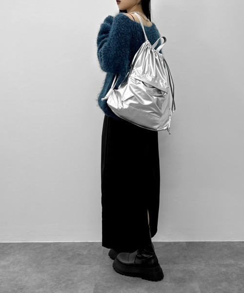 LVEU.(ラブユ.)の「【LVEU.】モードテイストナップサック / バッグ 鞄 BAG リュック ナップサック 合皮 ブラック シルバー ZOZOTOWN限定(バックパック/リュック・レディース・ブラック/シルバー・FREE)」の13枚目の写真