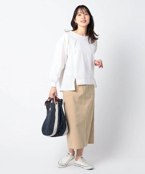 Grand PARK（グランドパーク）の「ロング丈ベイカースカート（スカート・レディース・ベージュ/ネイビー/カーキ・FREE）」の13枚目の写真