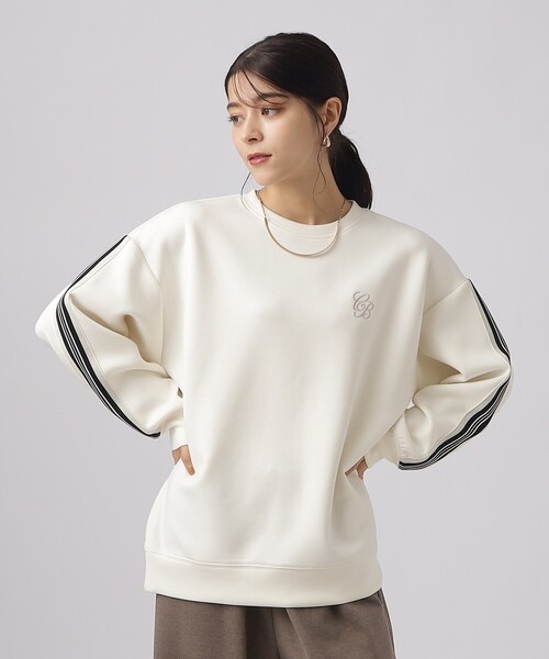 Cutie Blonde（キューティーブロンド）の「◆なめらかタッチ ライン入りデザインダンボールトップス（Tシャツ/カットソー・レディース・ブルー系その他/ホワイト系/ブラック・03/04/02）」の2枚目の写真