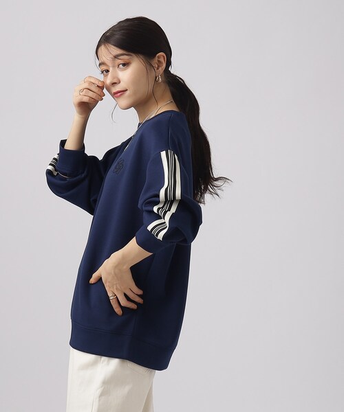 Cutie Blonde（キューティーブロンド）の「◆なめらかタッチ ライン入りデザインダンボールトップス（Tシャツ/カットソー・レディース・ブルー系その他/ホワイト系/ブラック・03/04/02）」の12枚目の写真