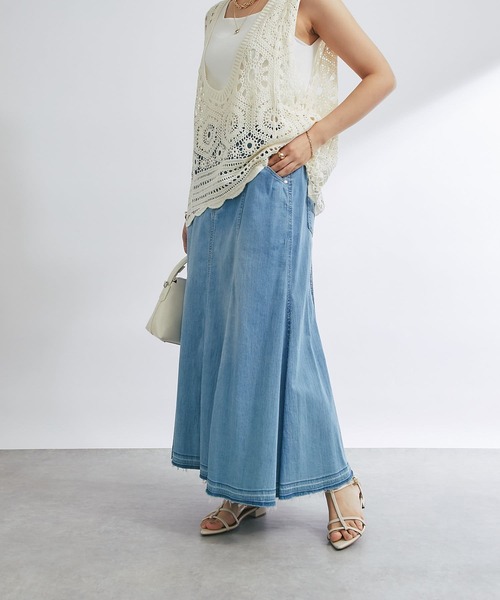 un dix cors(アンディコール)の「ストレッチデニムスカート(デニムスカート・レディース・ネイビー/ブルー/ブラック・FREE)」の12枚目の写真