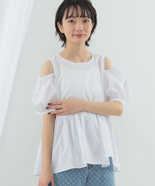 Ray BEAMS（レイビームス）の「Ray BEAMS / ショルダー オープン ブラウス（シャツ/ブラウス・レディース・ブラック/ホワイト/ロイヤルブルー・ONE SIZE）」の7枚目の写真