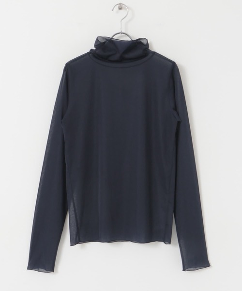 F by ROSSO（エフバイロッソ）の「F by ROSSO　シアーハイネックプルオーバー（Tシャツ/カットソー・レディース・ネイビー/オフホワイト・FREE）」の17枚目の写真