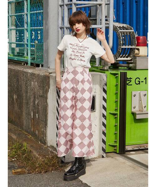 jouetie（ジュエティ）の「ギンガムパターンサイドリボンパンツ【セットアップ対応】（その他パンツ・レディース・ブラック/ピンク/ブルー・MEDIUM）」の5枚目の写真