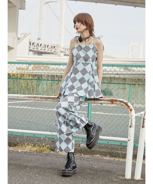 jouetie（ジュエティ）の「ギンガムパターンサイドリボンパンツ【セットアップ対応】（その他パンツ・レディース・ブラック/ピンク/ブルー・MEDIUM）」の14枚目の写真