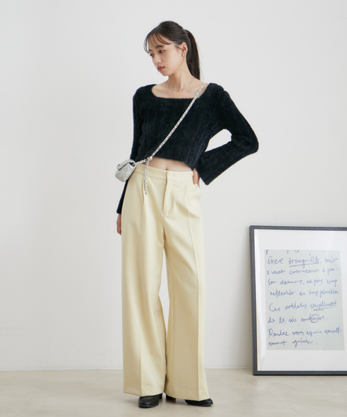 VIS（ビス）の「スクエアネックワイドリブシャギーニット【WEB・アウトレット限定】（ニット/セーター・レディース・ブラック/サックスブルー/オフホワイト・FREE）」の19枚目の写真