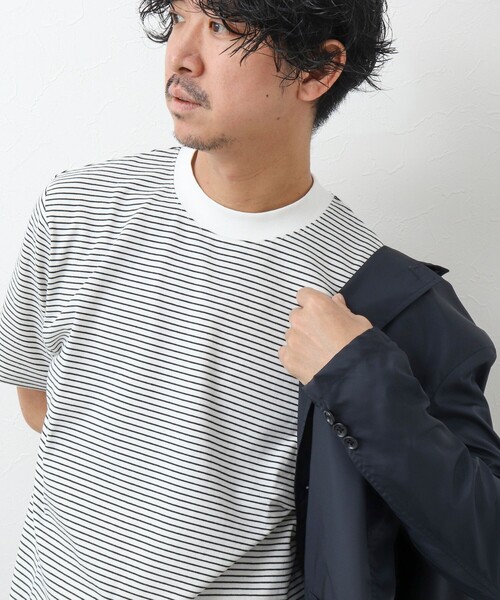 NOLLEY’S(ノーリーズ)の「《ビジカジ対応》シルケットスムース / 天竺 ジャケット用Tシャツ(Tシャツ/カットソー・メンズ・ネイビー/ブラック/ホワイト/ホワイト系その他/ダークグリーン/チャコールグレー・S/M/L/XL)」の2枚目の写真