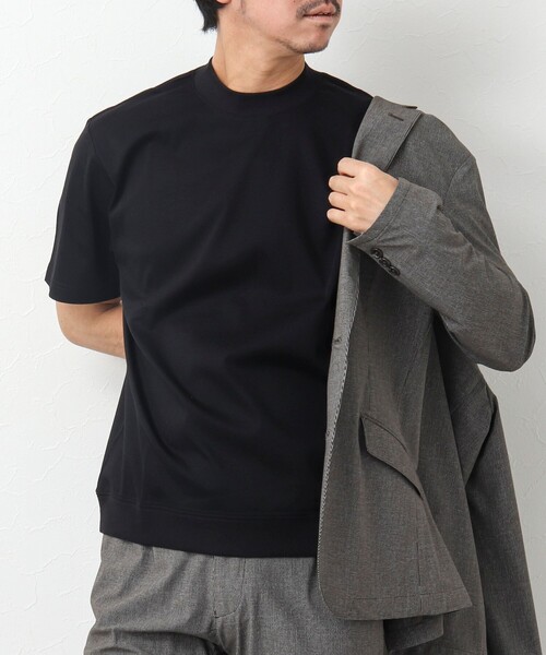 NOLLEY’S(ノーリーズ)の「《ビジカジ対応》シルケットスムース / 天竺 ジャケット用Tシャツ(Tシャツ/カットソー・メンズ・ネイビー/ブラック/ホワイト/ホワイト系その他/ダークグリーン/チャコールグレー・S/M/L/XL)」の3枚目の写真