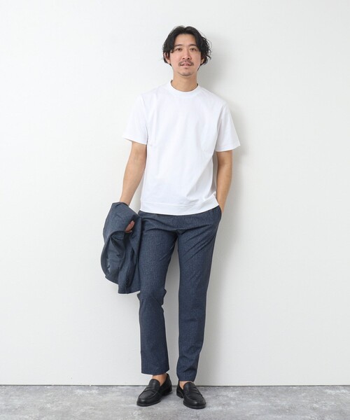 NOLLEY’S(ノーリーズ)の「《ビジカジ対応》シルケットスムース / 天竺 ジャケット用Tシャツ(Tシャツ/カットソー・メンズ・ネイビー/ブラック/ホワイト/ホワイト系その他/ダークグリーン/チャコールグレー・S/M/L/XL)」の7枚目の写真